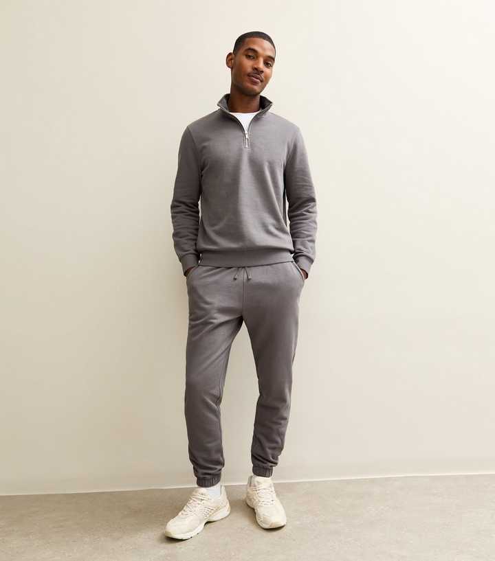Grey Regular Drawstring Waist Joggers