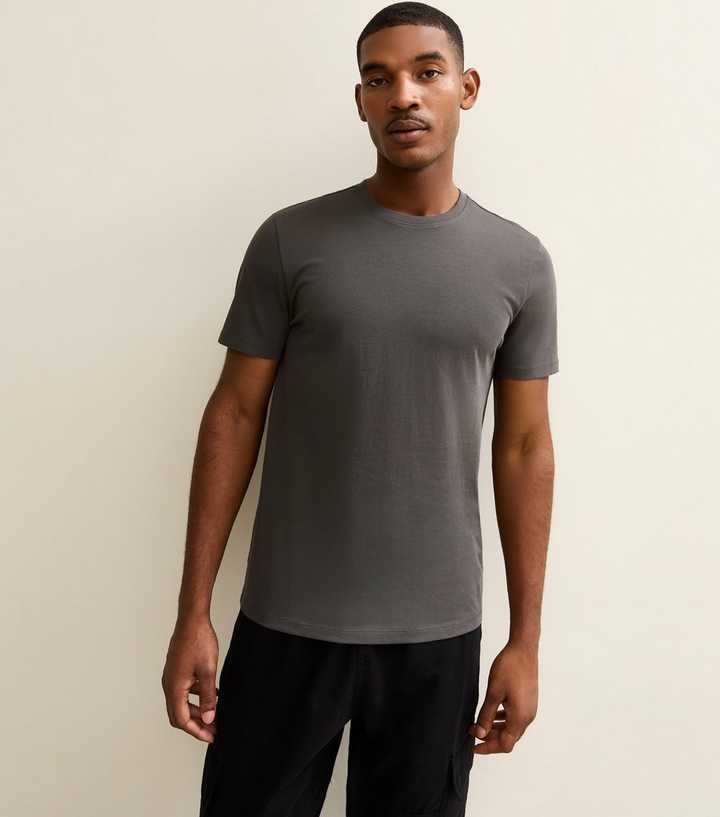 Dark Grey Regular Crew Neck Jersey T-Shirt