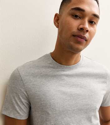Grey Marl Regular Crew Neck Jersey T-Shirt