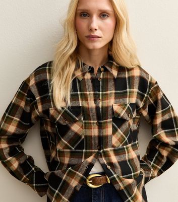 トップス subculture WOOL CHECK SHIRT / Brown Brown Checked Brushed Shirt | New Look