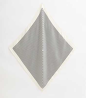 White Geometric Striped Headscarf