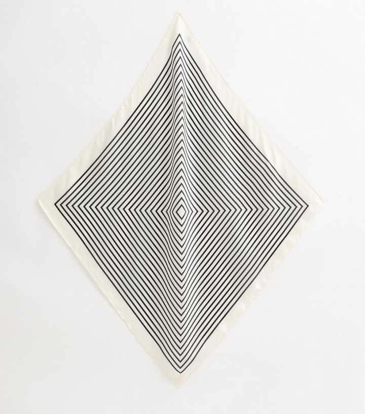 White Geometric Striped Headscarf