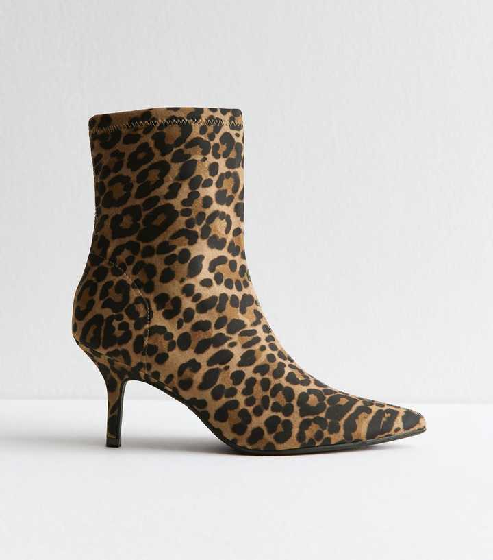 Stone Leopard Print Sock Boots