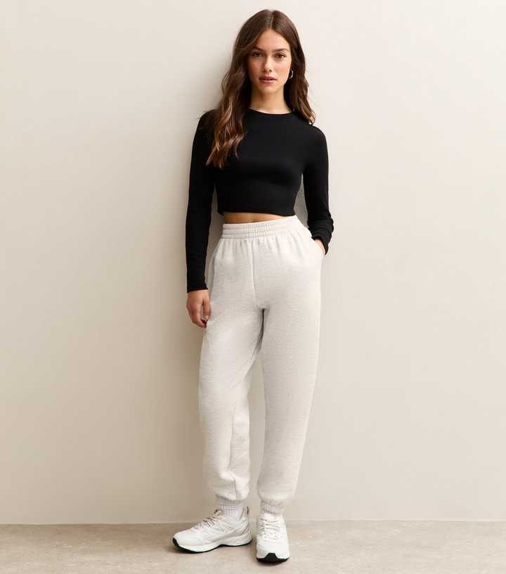 Petite Marl Grey Jersey Cuffed Joggers