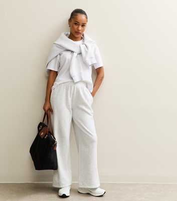 Petite Light Grey Jersey Wide Leg Joggers