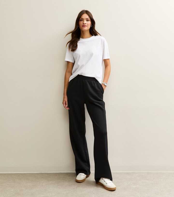 Tall Black Jersey Wide Leg Joggers