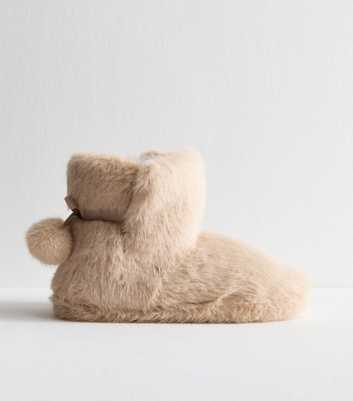 Off White Faux Fur Slipper Boots