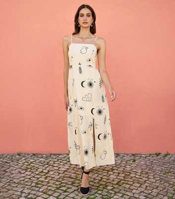 Yumi Off White Printed Midi Dress