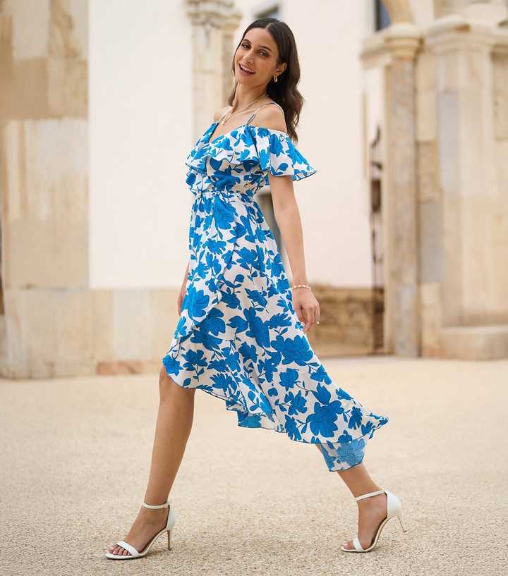 white off shoulder ruffle dress Elegant Off Shoulder White Tie-Up Ruffle Maxi Dress S / White main image 1