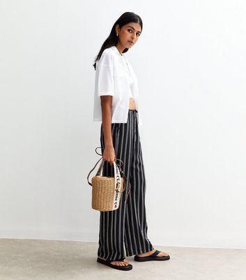 Black Striped Wide Leg Trousers