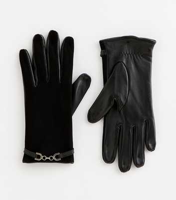 Premium Real Leather Black Buckle Gloves