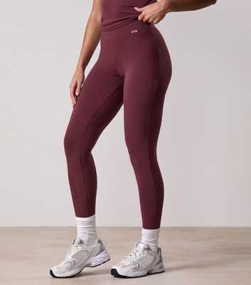 Gym King Plush Burgundy Logo Waist Leggings
