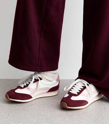 Light Pink Faux Leather Panelled Trainers