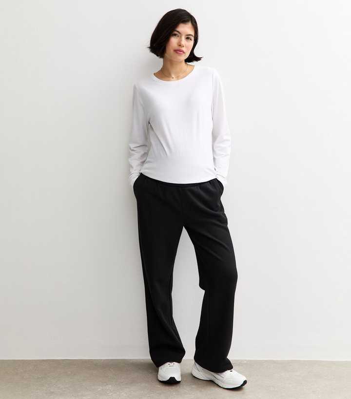 Maternity Black Wide Leg Jogger Trousers