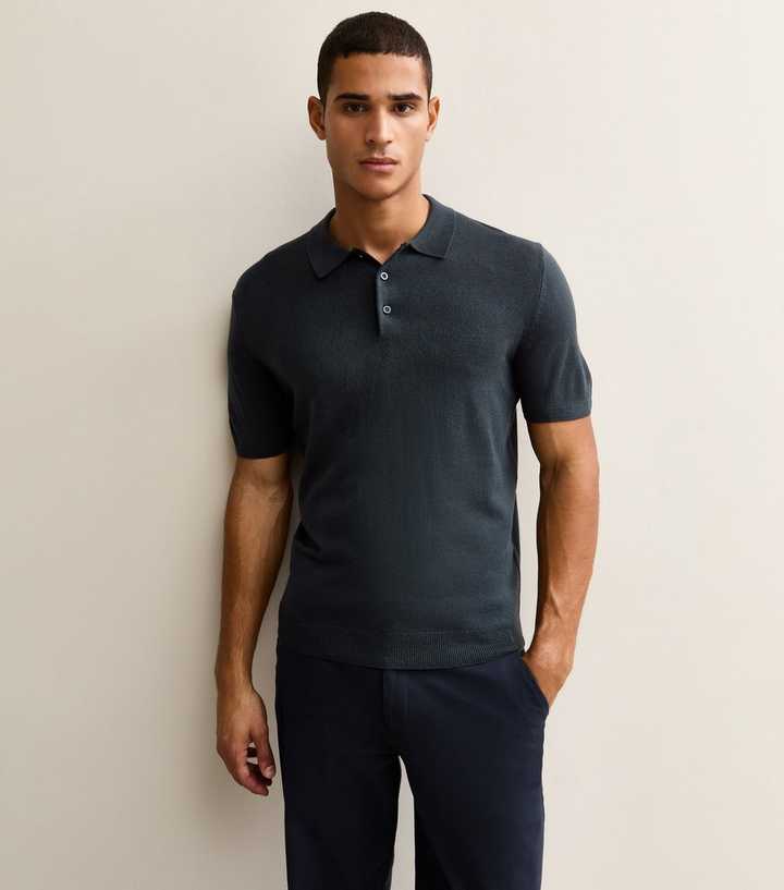Navy Regular Knit Polo Shirt