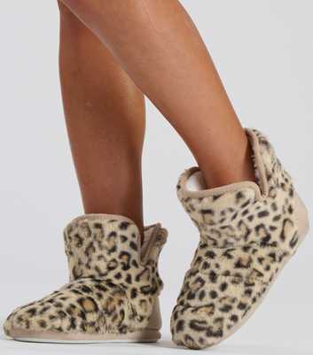 Loungeable Leopard Print Ankle Boot Slippers