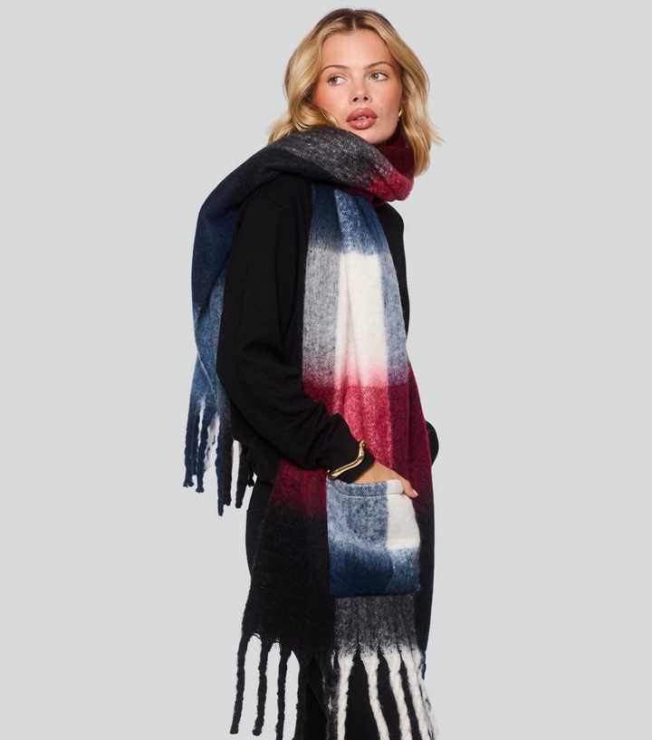 South Beach Multicoloured Check Pocket Scarf