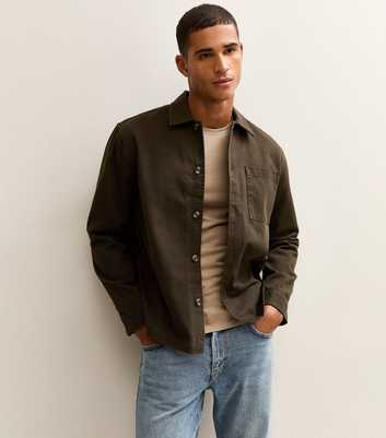 Dark Brown Boxy Heavyweight Twill Overshirt