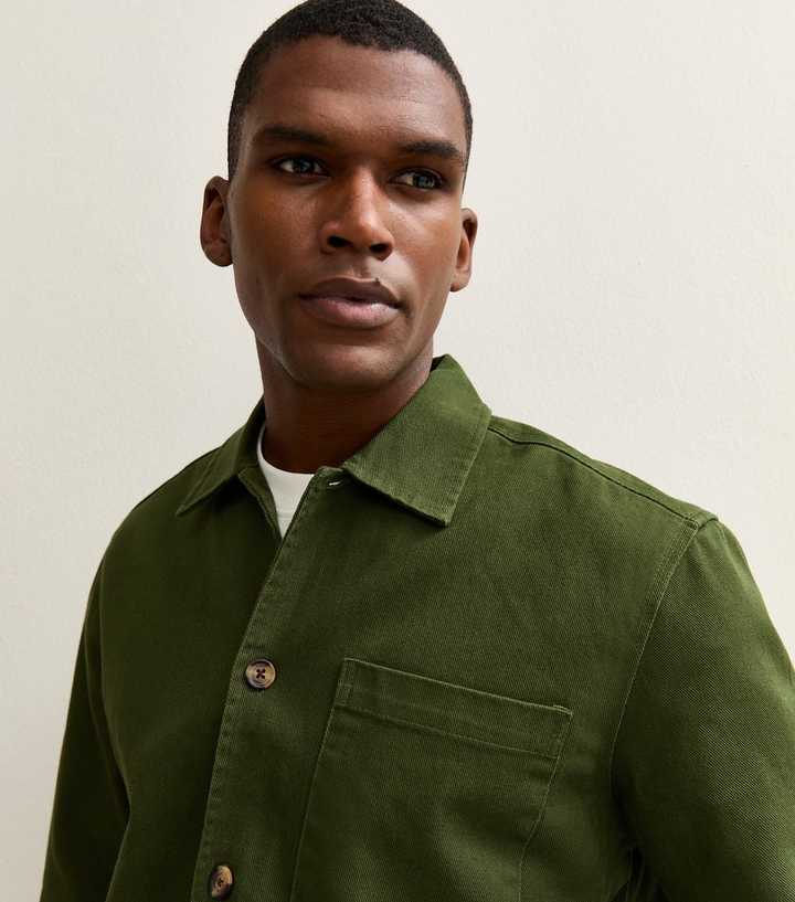 Green Boxy Heavyweight Twill Overshirt