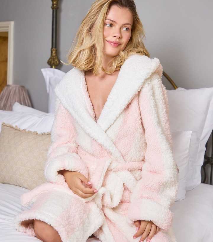 Loungeable Pink Striped Midi Dressing Gown | New Look
