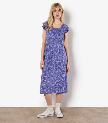 Apricot Purple Patterned Midi Milkmaid Dress