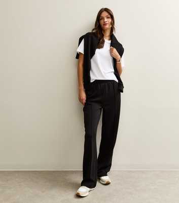 Tall Premium Black Jersey Wide Leg Joggers