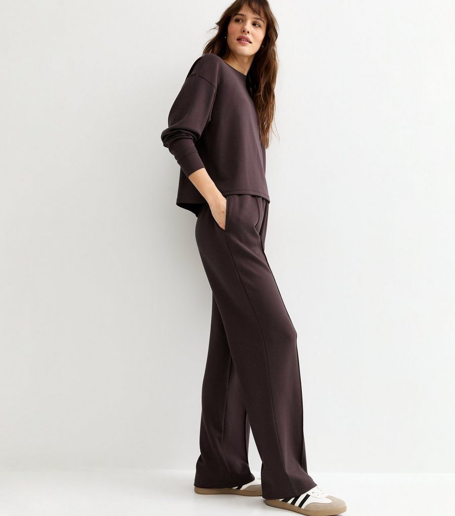 Tall Burgundy Dark Burgundy Jersey Wide Leg Joggers