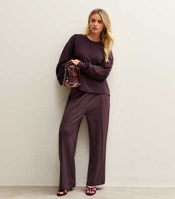 Petite Premium Dark Purple Wide Leg Joggers