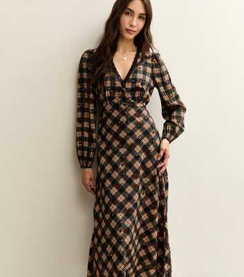Black and Yellow Check Midi Dress