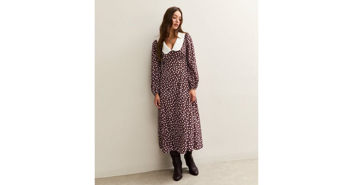 brown ditsy floral dress Out Of The Garden Brown Ditsy Floral Dress, Large - The Mint Julep Boutique