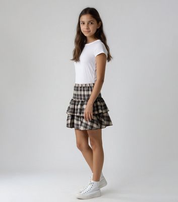 Girls Brown Check Print Rara Skort | New Look