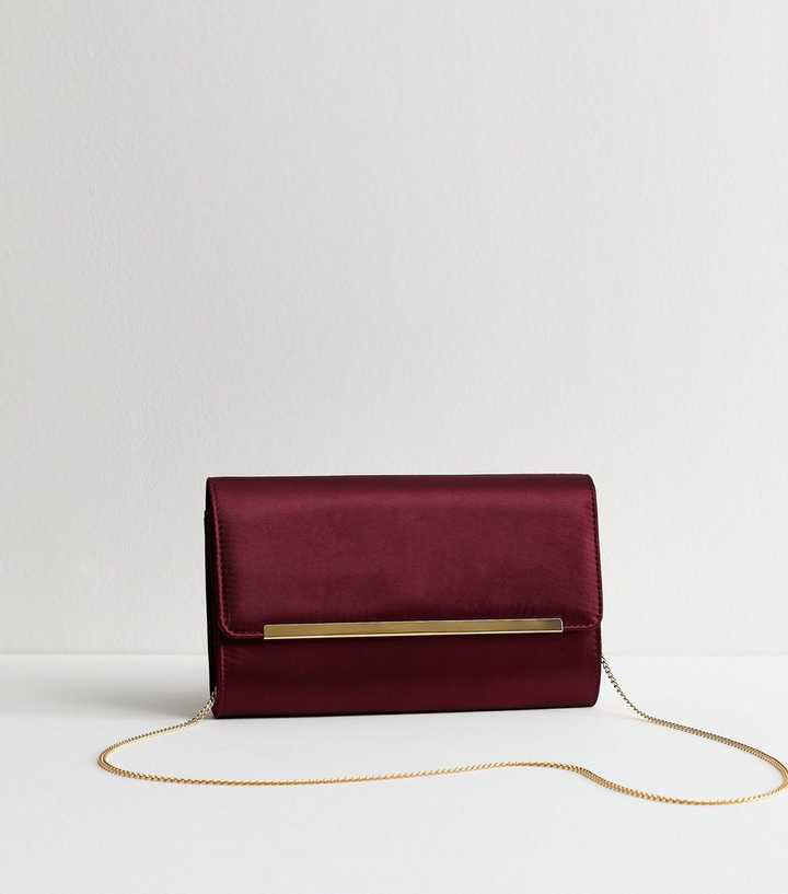 Dark Burgundy Satin Clutch
