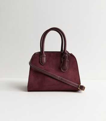 Burgundy Faux Suede Small Shopper Bag