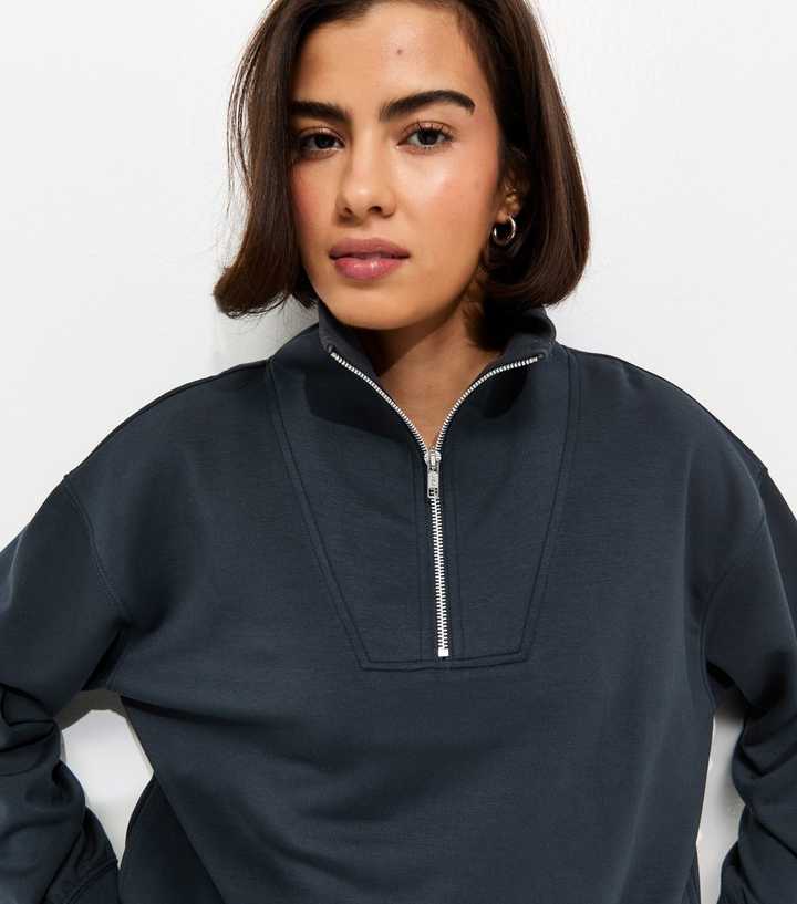 Premium Navy Quarter Zip Sweatshirt
