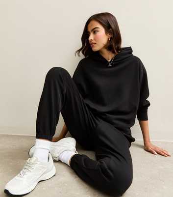 Premium Black Jersey Cuffed Joggers