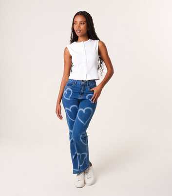 Pink Vanilla Dark Blue Spray Heart Jeans