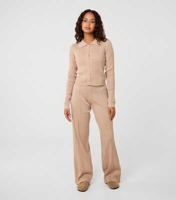 Pink Vanilla Light Brown Textured Shirt and Trousers Set