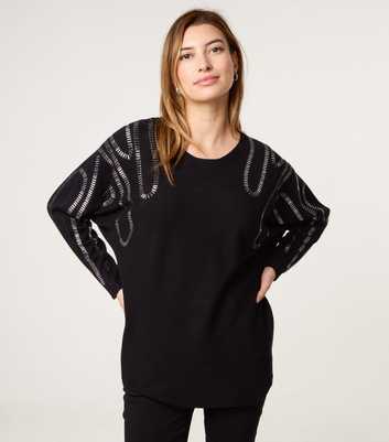 Blue Vanilla Black Embellished Jumper
