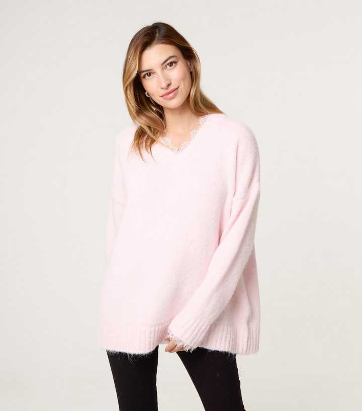 Blue Vanilla Light Pink Knitted V-Neck Jumper