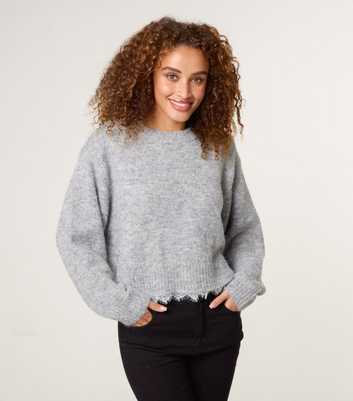 Blue Vanilla Grey Lace Hem Jumper