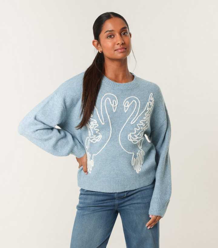 Blue Vanilla Blue Swan Embroidered Jumper