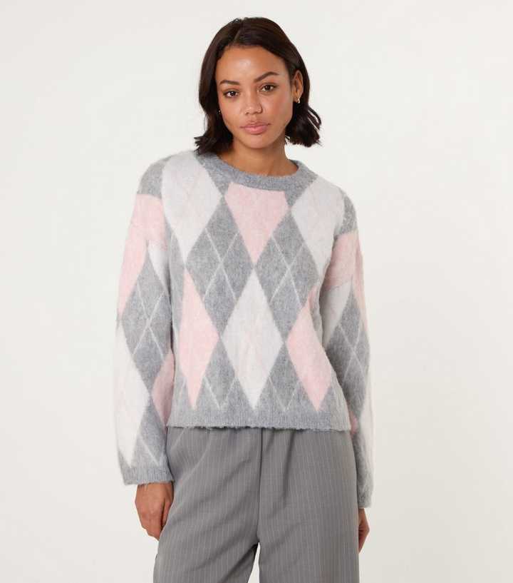 Blue Vanilla Pink Argyle Knit Jumper