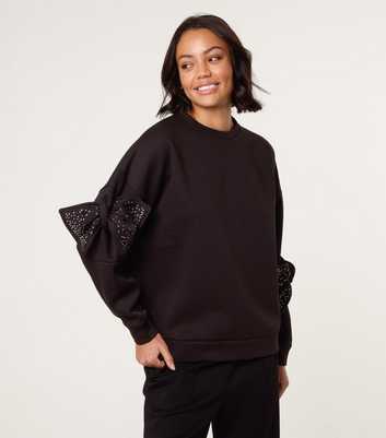 Blue Vanilla Black Bow Sleeve Sweatshirt