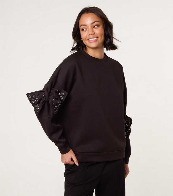 Blue Vanilla Black Bow Sleeve Sweatshirt