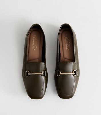 Green Faux Leather Snaffle Detail Loafers