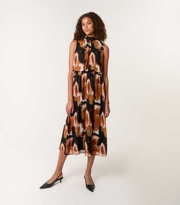 Blue Vanilla Rust Sleeveless Printed Midi Dress