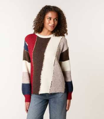 Blue Vanilla Dark Brown Stripe Sequin Trim Jumper