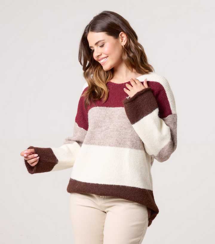 Blue Vanilla Burgundy Striped Jumper