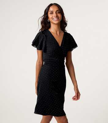 Blue Vanilla Black Diamante Wrap Dress
