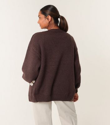 Blue Vanilla Brown Daisy Embroidered Cardigan | New Look